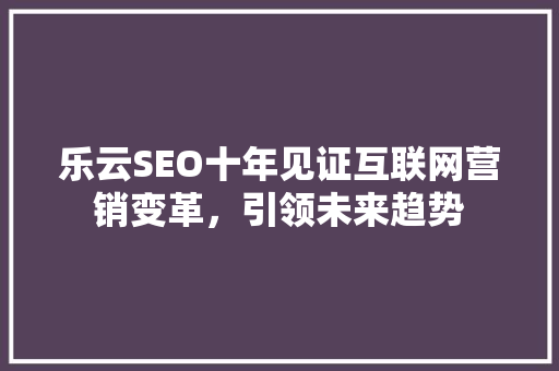 乐云SEO十年见证互联网营销变革，引领未来趋势