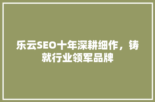 乐云SEO十年深耕细作，铸就行业领军品牌