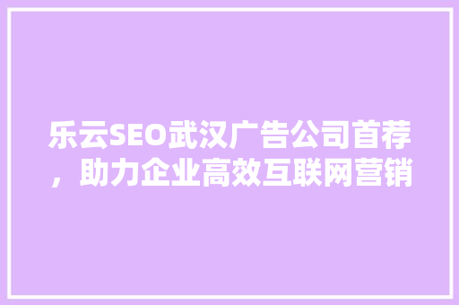 乐云SEO武汉广告公司首荐，助力企业高效互联网营销