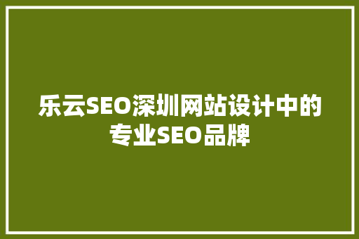 乐云SEO深圳网站设计中的专业SEO品牌