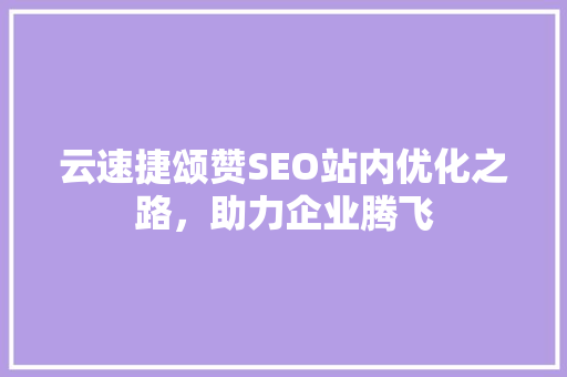 云速捷颂赞SEO站内优化之路，助力企业腾飞