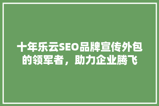 十年乐云SEO品牌宣传外包的领军者，助力企业腾飞