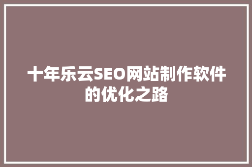 十年乐云SEO网站制作软件的优化之路
