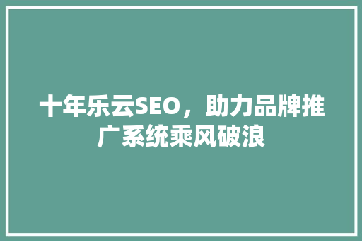 十年乐云SEO，助力品牌推广系统乘风破浪