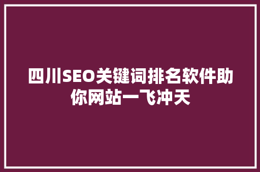 四川SEO关键词排名软件助你网站一飞冲天