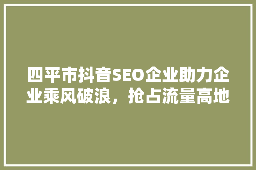 四平市抖音SEO企业助力企业乘风破浪，抢占流量高地