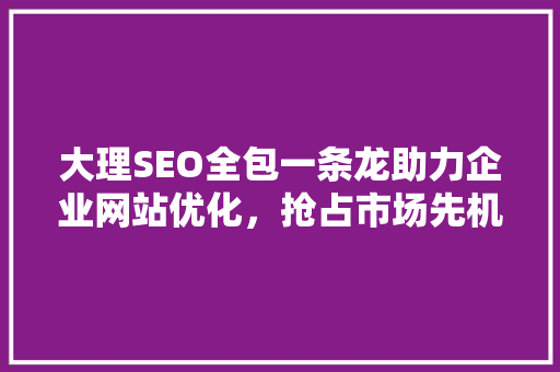 大理SEO全包一条龙助力企业网站优化，抢占市场先机