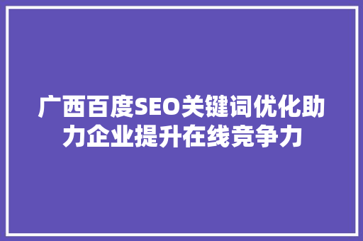 广西百度SEO关键词优化助力企业提升在线竞争力