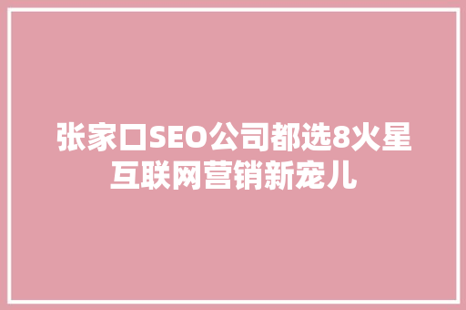 张家口SEO公司都选8火星互联网营销新宠儿