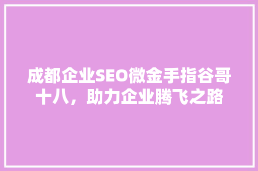 成都企业SEO微金手指谷哥十八，助力企业腾飞之路