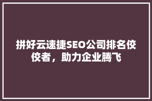拼好云速捷SEO公司排名佼佼者，助力企业腾飞