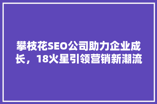 攀枝花SEO公司助力企业成长，18火星引领营销新潮流