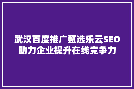 武汉百度推广甄选乐云SEO助力企业提升在线竞争力