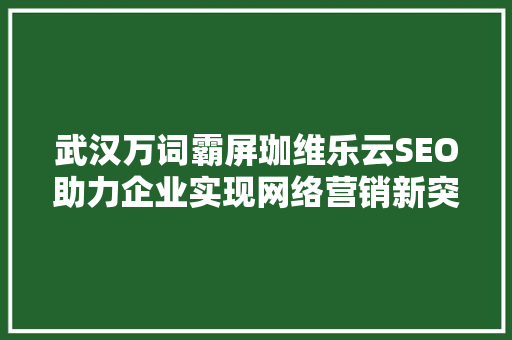 武汉万词霸屏珈维乐云SEO助力企业实现网络营销新突破