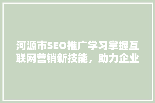 河源市SEO推广学习掌握互联网营销新技能，助力企业腾飞