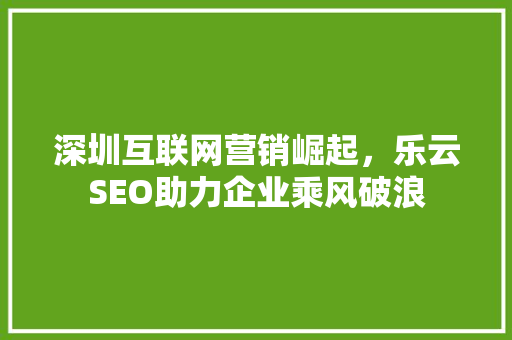 深圳互联网营销崛起，乐云SEO助力企业乘风破浪