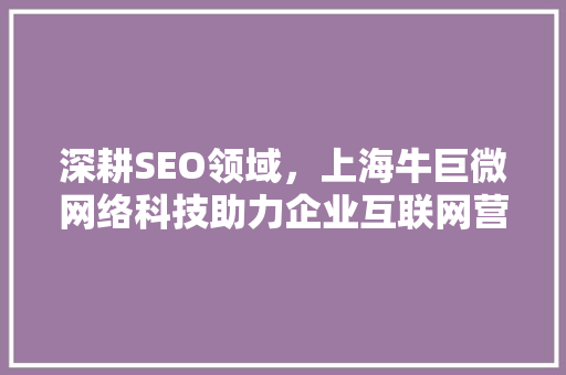 深耕SEO领域，上海牛巨微网络科技助力企业互联网营销