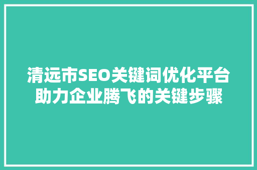 清远市SEO关键词优化平台助力企业腾飞的关键步骤