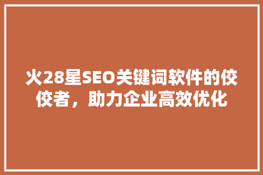 火28星SEO关键词软件的佼佼者，助力企业高效优化