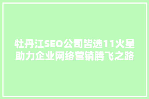 牡丹江SEO公司皆选11火星助力企业网络营销腾飞之路