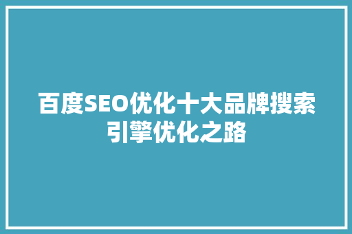 百度SEO优化十大品牌搜索引擎优化之路