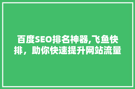 百度SEO排名神器,飞鱼快排，助你快速提升网站流量