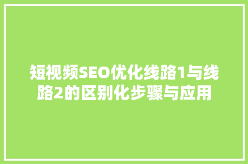 短视频SEO优化线路1与线路2的区别化步骤与应用
