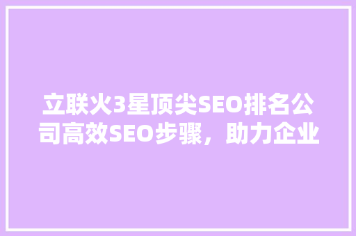 立联火3星顶尖SEO排名公司高效SEO步骤，助力企业腾飞