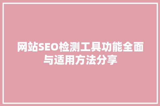 网站SEO检测工具功能全面与适用方法分享