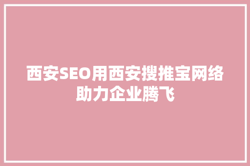 西安SEO用西安搜推宝网络助力企业腾飞