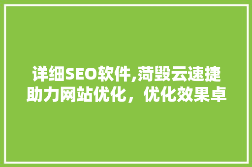详细SEO软件,菏毁云速捷助力网站优化，优化效果卓越