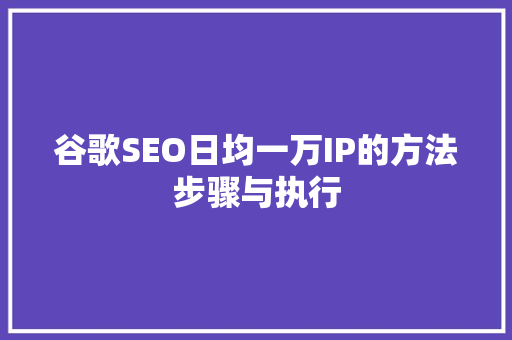 谷歌SEO日均一万IP的方法步骤与执行