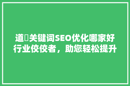 道滘关键词SEO优化哪家好行业佼佼者，助您轻松提升网站排名