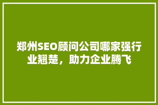郑州SEO顾问公司哪家强行业翘楚，助力企业腾飞