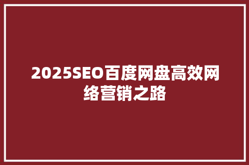 2025SEO百度网盘高效网络营销之路