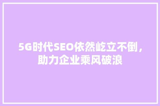 5G时代SEO依然屹立不倒，助力企业乘风破浪