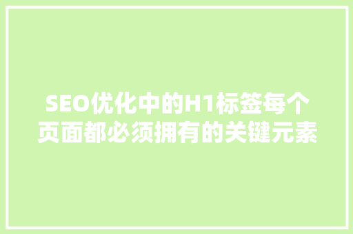 SEO优化中的H1标签每个页面都必须拥有的关键元素