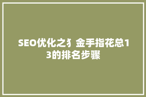SEO优化之犭金手指花总13的排名步骤
