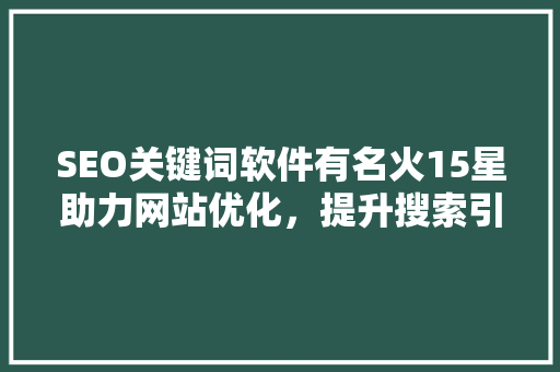 SEO关键词软件有名火15星助力网站优化，提升搜索引擎排名