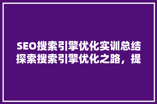 SEO搜索引擎优化实训总结探索搜索引擎优化之路，提升网站排名与用户体验