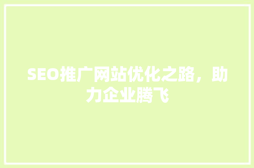 SEO推广网站优化之路，助力企业腾飞