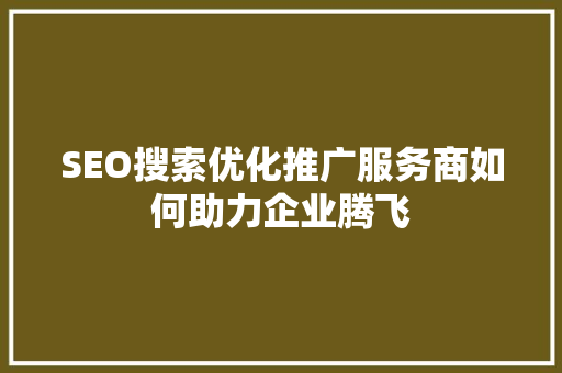 SEO搜索优化推广服务商如何助力企业腾飞