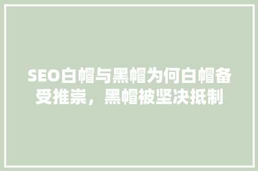 SEO白帽与黑帽为何白帽备受推崇，黑帽被坚决抵制