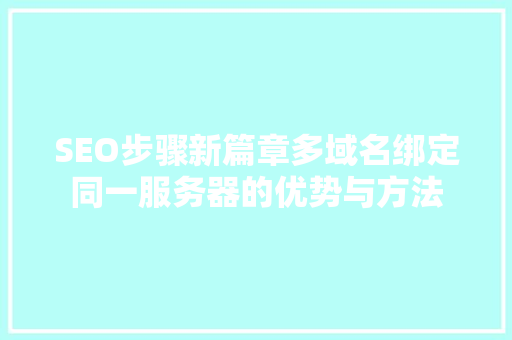 SEO步骤新篇章多域名绑定同一服务器的优势与方法