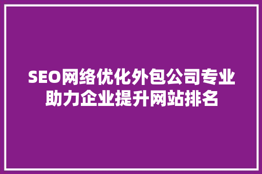 SEO网络优化外包公司专业助力企业提升网站排名
