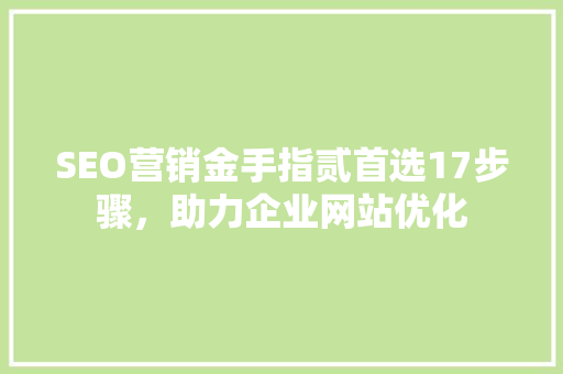 SEO营销金手指贰首选17步骤，助力企业网站优化