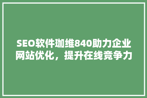 SEO软件珈维840助力企业网站优化，提升在线竞争力