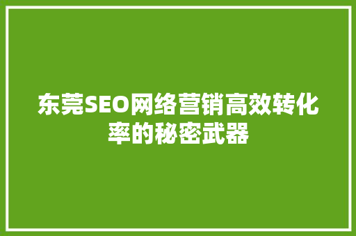 东莞SEO网络营销高效转化率的秘密武器
