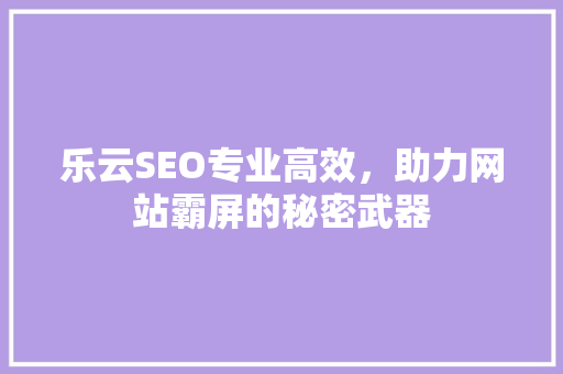乐云SEO专业高效，助力网站霸屏的秘密武器