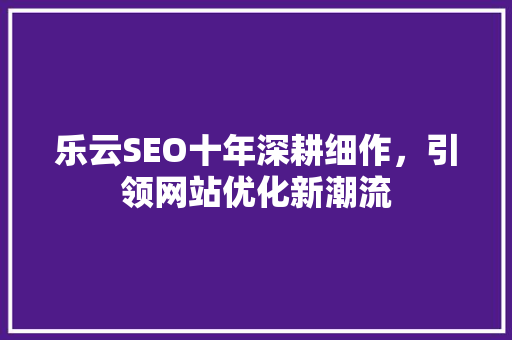 乐云SEO十年深耕细作，引领网站优化新潮流